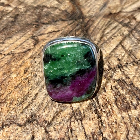 Anyolite Ruby Green Zoisite Ring Size 8 - Picture 8 of 10